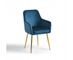 „Velour Sea Glamour“ valgomojo kėdė su auksinėmis chromuotomis kojomis