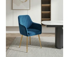 „Velour Sea Glamour“ valgomojo kėdė su auksinėmis chromuotomis kojomis