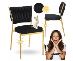 Monovo Velvet Glamour kėdė valgomajam, virtuvės svetainei, Juodas Velvet, Gold TOKIO