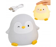 Verk Group Lampka nocna pingwin led vaikams minkšta dotykowa silikonowa usb-c timer