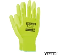 Verken PoliColor LIME poliuretano pirštinės, 7 dydis - S, 1 pora