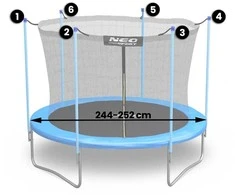 Vidinis tinklas 252 cm ir 8 pėdų Neo-Sport batutui