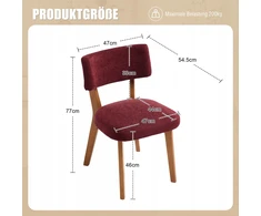 Vidurio amžiaus valgomojo kėdė, rinkinys iš 2, bordo spalvos medienos