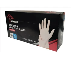 Vienkartinės lateksinės pirštinės be pudros LATEX-60, S dydžio, 100 vnt.