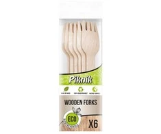 Vienkartinės medinės šakutės Piknik ECO 6vnt