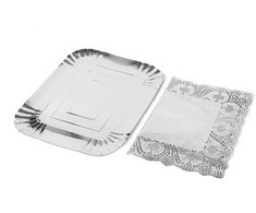 Vienkartinis padėklas maistui 22x28 cm sidabro spalvos Algon BA01043175333