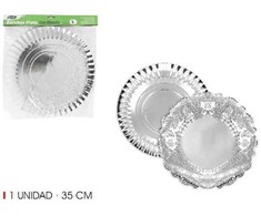 Bikuvalt Vienkartinis padėklas maistui D35 cm sidabro spalvos Algon BA01043175338