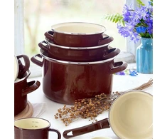 Vilde DIDELIS EMALINIS PUODAS 6,5L 26CM DUJŲ INDUKCIJAI RUDAS