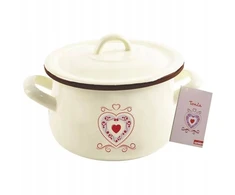 Vilde EMALINIS PLIENINIS PUODAS SU KEPIMO DANGIU, TRADICINIS, 16 cm, 2,3 l