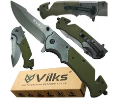 VILKS KNIFE Kišeninis peilis SURVIVAL Sulankstomas daugiafunkcis taktinis karinis SHARP PLIENAS