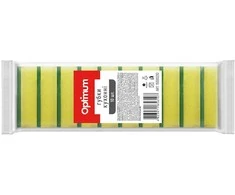 Virtuvinės kempinėlės su šiurkščia puse Optimum 9.8x6.5x3cm/10vnt. geltonos/žalios