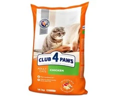 Visavertis sausas pašaras suaugusioms katėms CLUB 4 PAWS PREMIUM su vištiena, 14 kg