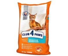 Visavertis sausas pašaras suaugusioms katėms CLUB 4 PAWS PREMIUM SENSITIVE DIGESTION su vištiena, 14 kg