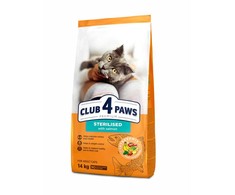 Visavertis sausas pašaras suaugusioms sterilizuotoms katėms CLUB 4 PAWS PREMIUM su lašiša, 14 kg