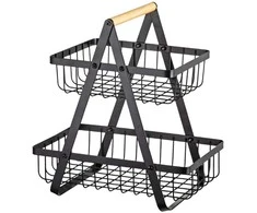 Vonios kambario krepšelis HOME EXPERT, metalinis, juodas, dviejų aukštų, 27 x 17,5 x 29 cm