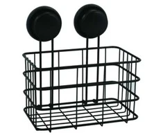 Vonios lentynėlė MSV MEGA VENTOUSES, 20 x 16 x 22 cm, juodos sp.