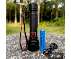 Weishi Įkraunamas TAKTINIS LED BLYKŠČIAS GALINGAS karinis ZOOM prožektorius USB-C