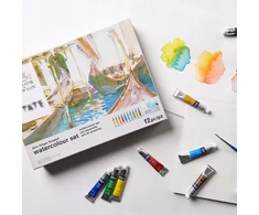 Winsor &amp; Newton Cotman rinkinys: 12 akvarelės, teptukas, blokas