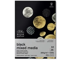 Winsor Newton Universalus bloknotas W&amp;N Mixed Media A4/200g 25 lapu juoda