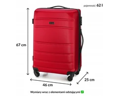 WITTCHEN Globe Line vidutinis lagaminas 56-3A-652-35 raudonas