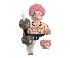 WM Sukuna Ryomen rožiniai plaukai iš Jujutsu Kaisen minifigūrėlės kaladėlėms