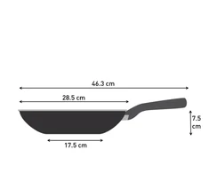 TEFAL keptuvė | H0561942 | Wok | 28 cm skersmuo | Tinka indukcinei kaitlentei | Fiksuota rankena | Juodas