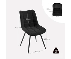 WOLTU SUKUMO KĖDŽIŲ RINKINYS IŠ 2 VALGOMO VIRTUVĖS VELVET METAL LEGS 83