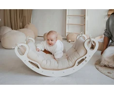 Wood For Kids Medinis Montessori supynėlė su čiuožykla ir pagalve