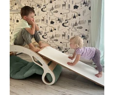 Wood For Kids Medinis Montessori supynės su čiuožykla ir pagalve