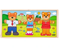 Woody Meškučių Šeimos Rūbų Kūrėjas - Medinė Dėlionė Vaikams