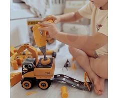 WOOPIE STATYBOS VEIKLA 5IN1 XXL SUKIMAS DIY VAIKAMS AUTOMATINIS EKSKAVATORIUS KRANAS TIR