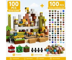XINLONGDIANZI Magnetinės plytos 100 vnt. Minecraft stiliaus + papildoma 100 plytų + 5 figūrėlės