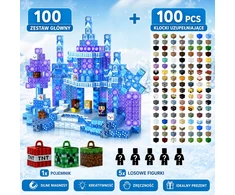XINLONGDIANZI Magnetinės plytos 100 vnt Minecraft Style + Papildoma 100 plytų + 5 figūrėlės