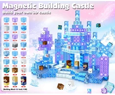 XINLONGDIANZI Magnetinės plytos 100 vnt Minecraft Style + Papildoma 100 plytų + 5 figūrėlės