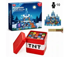 XINLONGDIANZI Magnetinės plytos 200 EL.XXL + 100 EL. PASTATAS + TNT DĖŽĖ + 10 FIGŪRIŲ