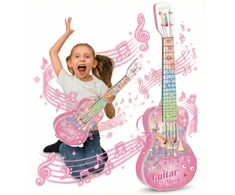 Xpart INTERAKTYVI ELEKTRINĖ GITARA VAIKAMS ŠVIESI GARSO ROŽINĖ MUZIKA