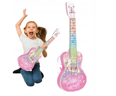 Xpart INTERAKTYVI ELEKTRINĖ GITARA VAIKAMS ŠVIESI GARSO ROŽINĖ MUZIKA