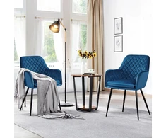 Yaheetech Svetainės valgomojo kėdžių RINKINYS iš 2 LOFT minkšto mėlyno VELVET