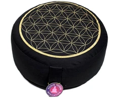 Yogi &amp; Yogini Meditacijos pagalvėlė „Gyvybės gėlė“ – juoda ir auksinė