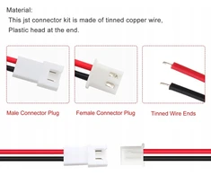 Yunique Žalias-Clean-Power, 30 porų JST XH 2.54 2 pin jungčių su 150 mm 22AWG laidais, elektronikai