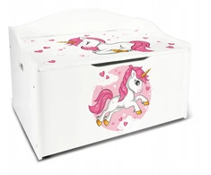 Žaislų dėžė Leomark Unicorn, balta 68x42x46 cm