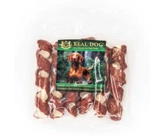 Real Dog SNACKS Žaliaminės odos ritinys su antiena 500g