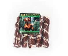 Real Dog SNACKS Žaliaminės odos ritinys su ėriena 18-20cm 500g