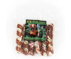 Real Dog SNACKS Žaliaminės odos ritinys su triušiena 18-20cm 500g