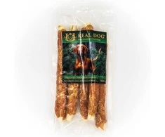 Real Dog SNACKS Žaliaminės odos ritinys su vištiena 25cm 500g