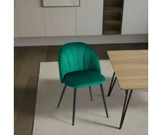 „Žalias Velvet“ valgomojo kėdė, modernus dizainas, juodos plieninės kojos