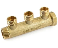 Žalvarinė penkiašakė jungtis RASTELLI, 1/4"M x 1/4"F x 1"F x 1"M x 1"F