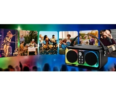Zaxer KARAOKE GALBARIAUSIO ĮRENGINIS SU 2 BELAIDAIS BLUETOOTH MIKROFONAIS SPALVOTAS LED