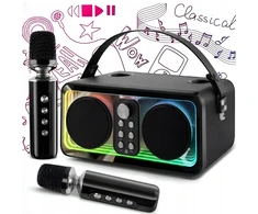 Zaxer KARAOKE GALBARIAUSIO ĮRENGINIS SU 2 BELAIDAIS BLUETOOTH MIKROFONAIS SPALVOTAS LED