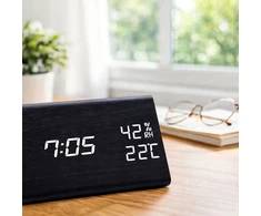 ZEGAR BUDZIK ELEKTRONICZNY CYFROWY NA SZAFKĘ NOCNĄ ALARM TERMOMETR